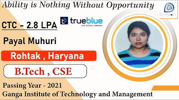 Congrats, Payal | COMPUTERS ENGINEER | 2.8 LPA | Got Selected as Associate IT Engineer in "TrueBlue"
