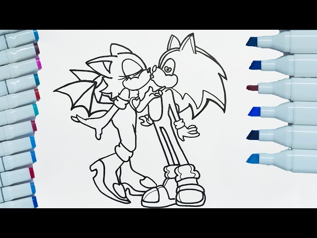 Colorindo SONIC beijando a AMY 