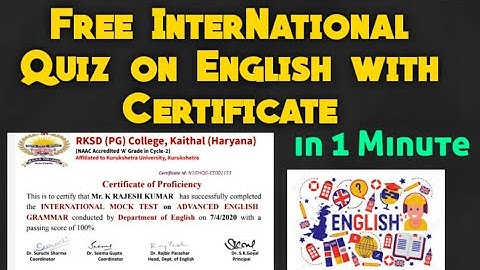 Free International Level Quiz on English certificate in 1 Minutes|free online quiz|verified courses