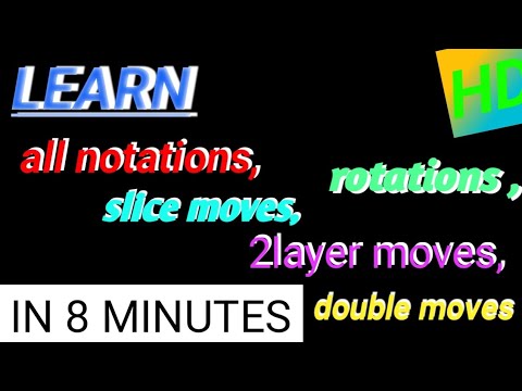 Every notation that is used in cubing in 7 minutes .From simple moves to rotations elaborately