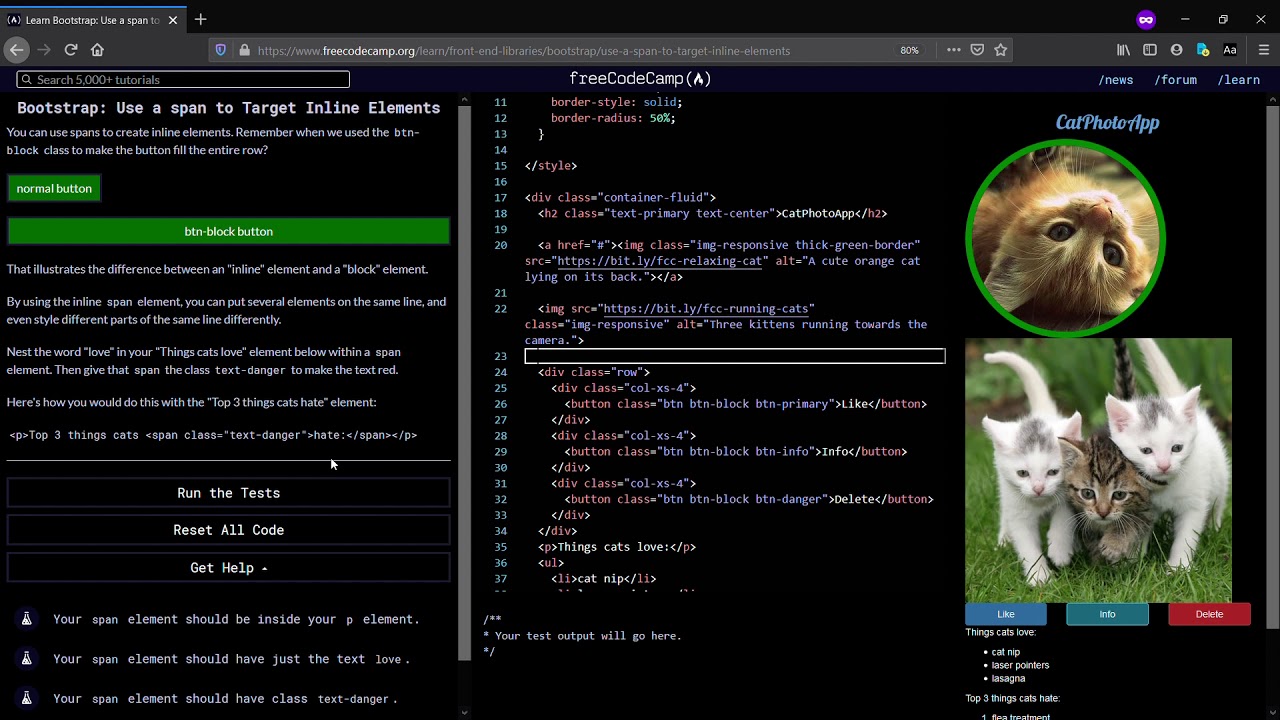 Learn Bootstrap  Use a span to Target Inline Elements   freeCodeCamp org