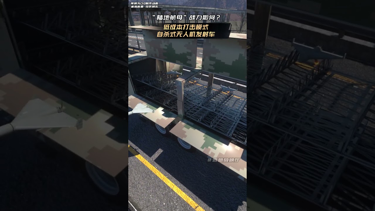 Suicide drone launch truck, drone swarm strike mode.