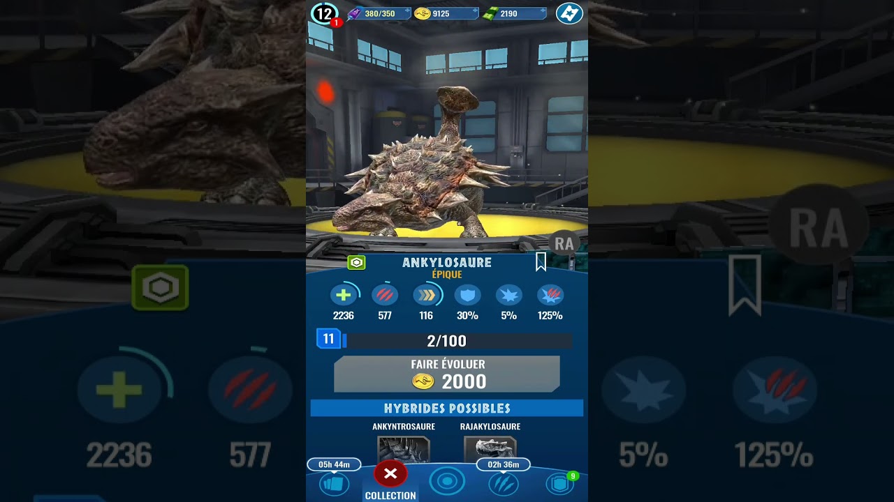 je débloque Ankylosaure dans jurassic world alive
