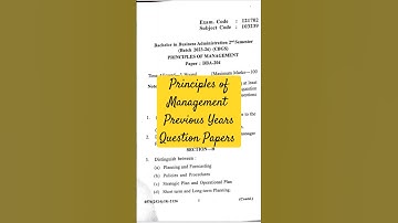 BBA Sem 2|Principles of Management|Previous Years Question papers