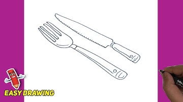 How To Draw Knife and Fork Easy & Step By Step | Knife and Fork Line Drawings | Knife and Fork
