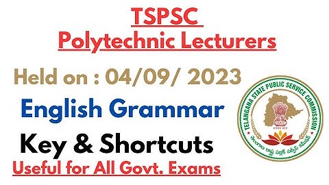 TS Polytechnic Lecturer  ||  04th Sep 2023  ||  Key and Analysis