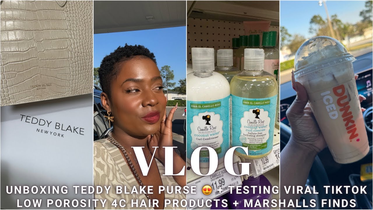 Unboxing Teddy Blake Purse 😍 + Testing Viral TikTok Low Porosity 4C Hair Products + Marshalls Finds