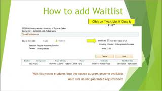 How to Add Yourself to a Waitlist - JSOM Advising