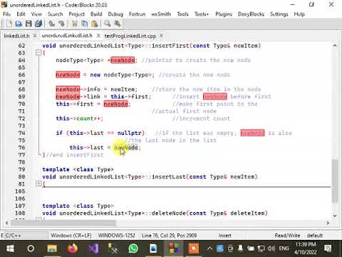 71 C++ CodeBlocks Linked List Unordered Linked List Part 1 - YouTube