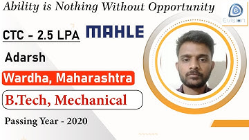 Congrats, Adarsh | Selected in MAHLE Groups | 2.5 LPA | MECHANICAL Engineer, Passing 2020 | Wardha