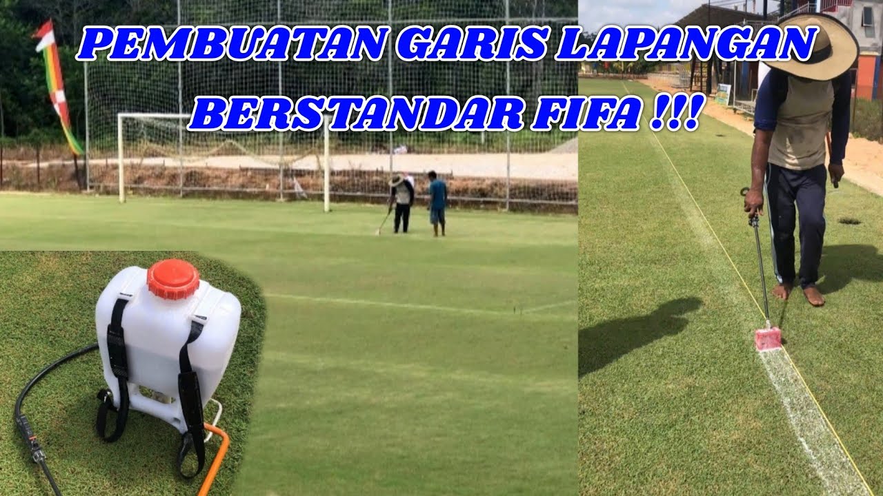 PROSES PEMBUATAN GARIS LAPANGAN STADION SEPADAN BERSTANDAR FIFA