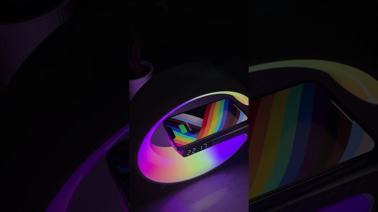 G Shaped Lamp Smart Light & Speaker | With Wireless Phone Charger & 256 Light Modes 