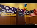 San Jose mayoral candidate Cindy Chavez speaks at election party