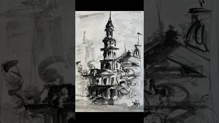 How to simplify Townhall #sketch #art #watercolour tutorial