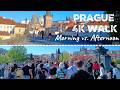 From Quiet to Busy: Morning vs. Afternoon, Charles Bridge, Prague Walk #overtourism #beforeandafter