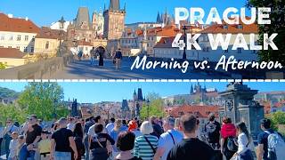 From Quiet to Busy: Morning vs. Afternoon, Charles Bridge, Prague Walk #overtourism #beforeandafter