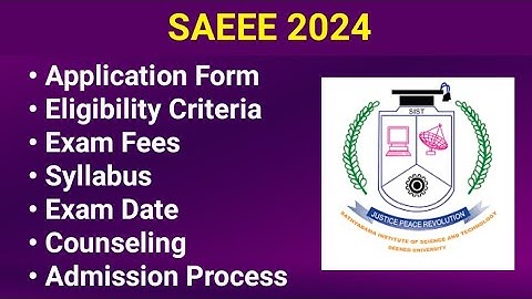 SAEEE 2024 - Application form, Eligibility Criteria, Exam Date, Syllabus