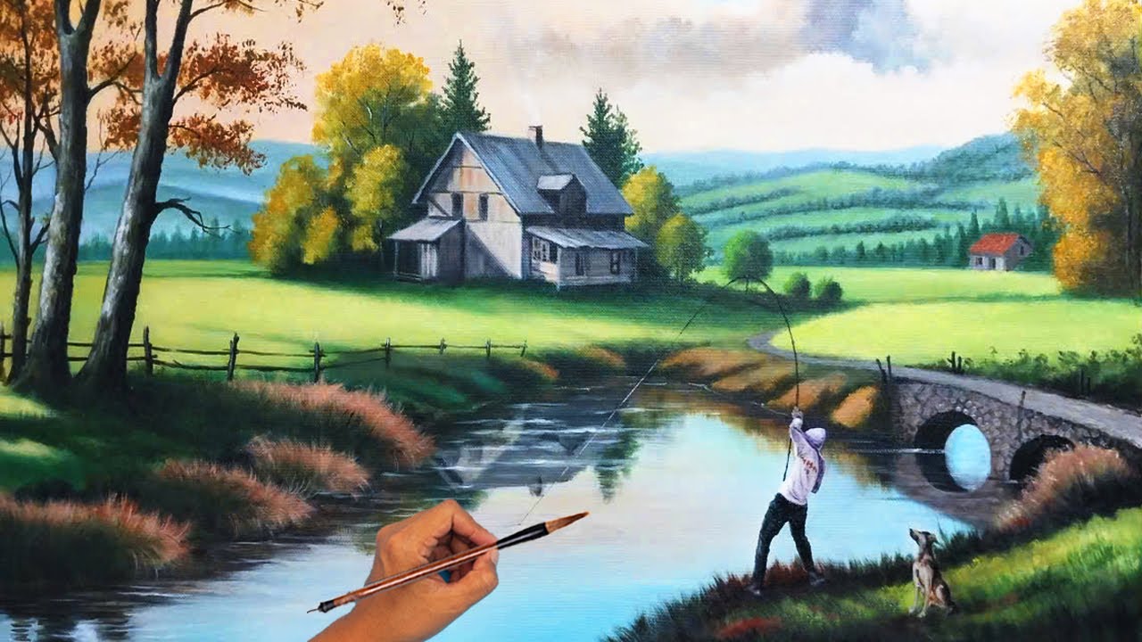 Hướng dẫn vẽ người câu cá #drawing #painting #art