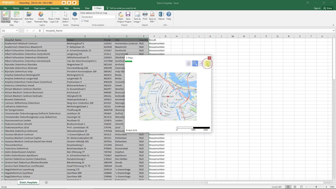E-Maps isochrone selections
