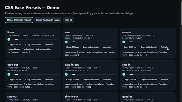 CSS Animation Preset Library – Free Easing Functions for Smooth UI Motion (Open Source)