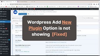 Add New Plugin Option is not Showing in my WordPress Dashboard || Fixed in 2023 || #wordpress