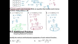 Famous Algebra 2, 4-1 and 4-2 Additional Practice Wealth