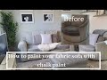 How to paint your fabric sofa using rust-oleum chalk paint step by step finishing update and tips ♡