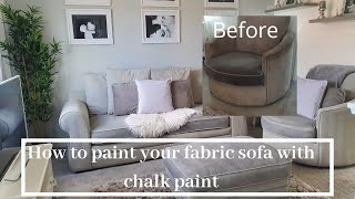 How To Paint Your Fabric Sofa Using Rust-Oleum Chalk Paint Step By Step Finishing Update And Tips