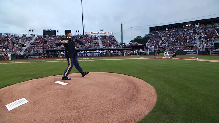MIA@ATL: Sgt. 1st Class Calkins throws first pitch