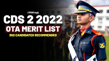 CDS 2 2022  OTA Merit List – 302 Candidates Recommended For OTA Chennai