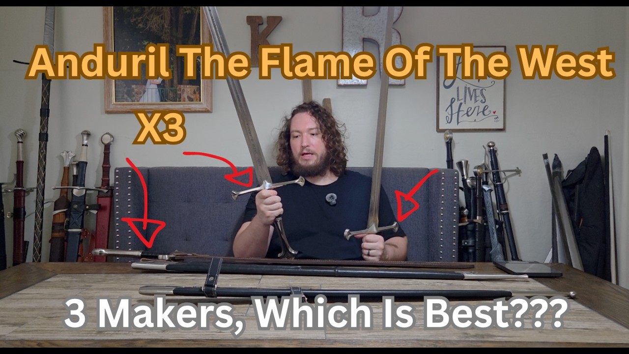 Три функциональных андрурилских меча из «Властелина колец» от трёх разных производителей. Распако...