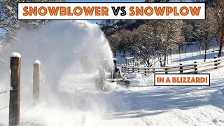 Snowblower Vs Snowplow In A Blizzard... Moved 1000 Gallon Tank Up Mountain W/ Skid Steer!