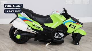 RiiRoo TourX™ Touring Motorbike 12v Battery Electric Ride On Bike For Kids Info & Assembly Instr... screenshot 5