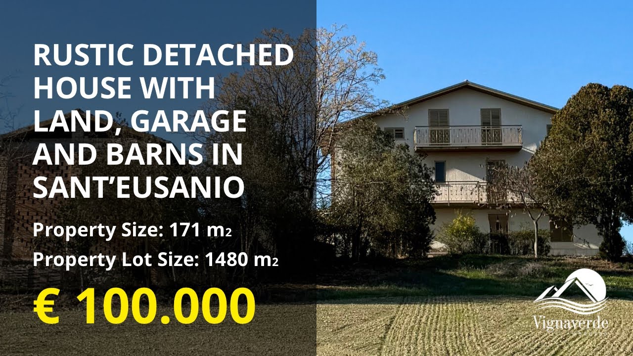 𝐑𝐮𝐬𝐭𝐢𝐜 𝐃𝐞𝐭𝐚𝐜𝐡𝐞𝐝 𝐇𝐨𝐮𝐬𝐞 𝐰𝐢𝐭𝐡 𝐥𝐚𝐧𝐝, 𝐠𝐚𝐫𝐚𝐠𝐞 𝐚𝐧𝐝 𝟐 𝐛𝐚𝐫𝐧𝐬 𝐢𝐧 𝐒𝐚𝐧𝐭’𝐄𝐮𝐬𝐚𝐧𝐢𝐨 𝐝𝐞𝐥 𝐒𝐚𝐧𝐠𝐫𝐨 | 𝐈𝐭𝐚𝐥𝐲 | € 𝟏𝟎𝟎.𝟎𝟎𝟎