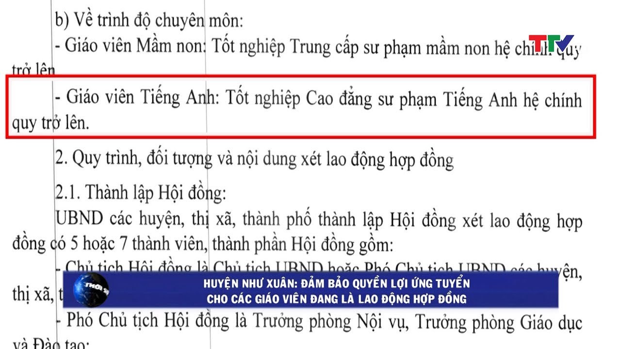 Như Xuân: Giáo viên tiếng Anh tại chức vẫn được nộp dự... - youtube