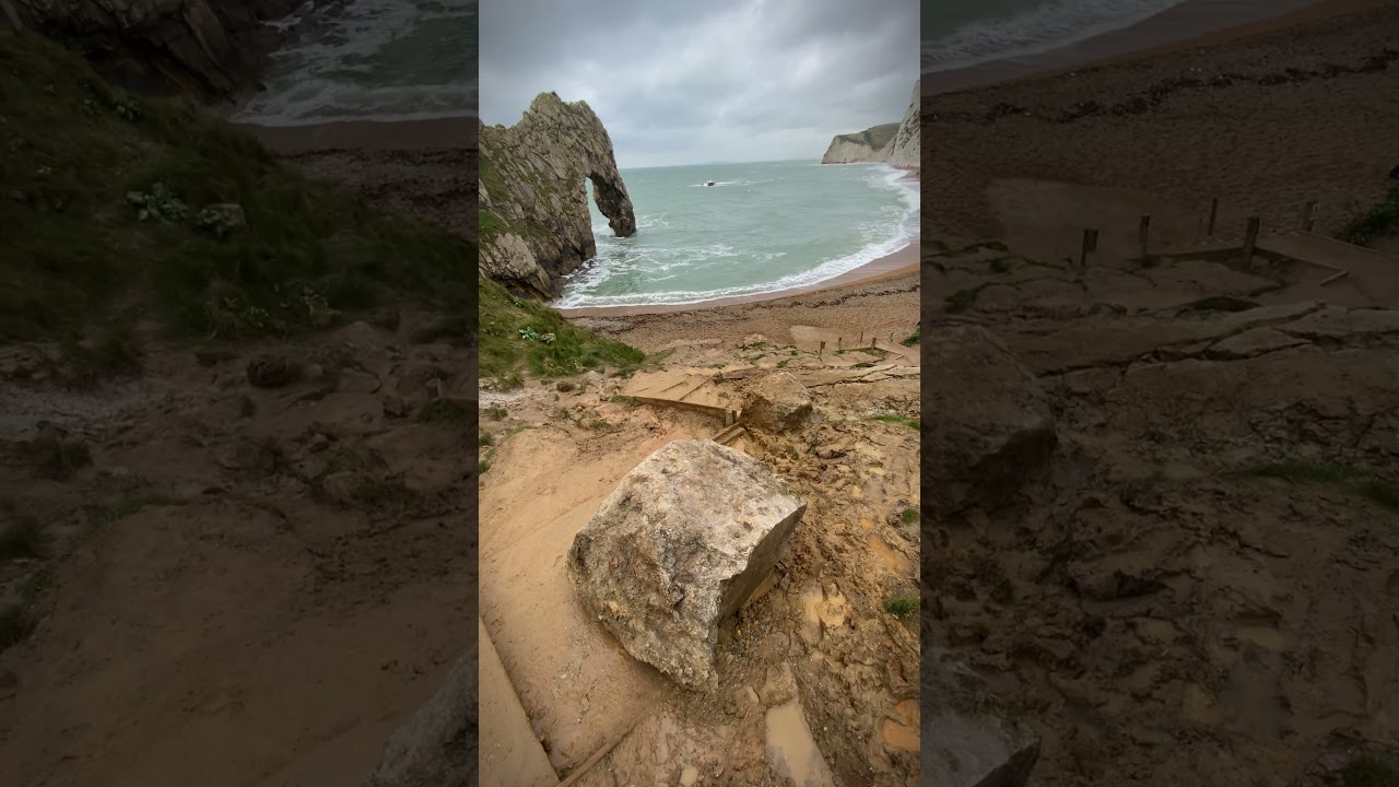 Rockfall at Durdle Door - Boulders land on cliff path at one of the UK's most popular beauty spots