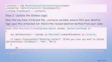 How to Delete Items from a List/ObservableCollection in Xamarin.Forms without Errors