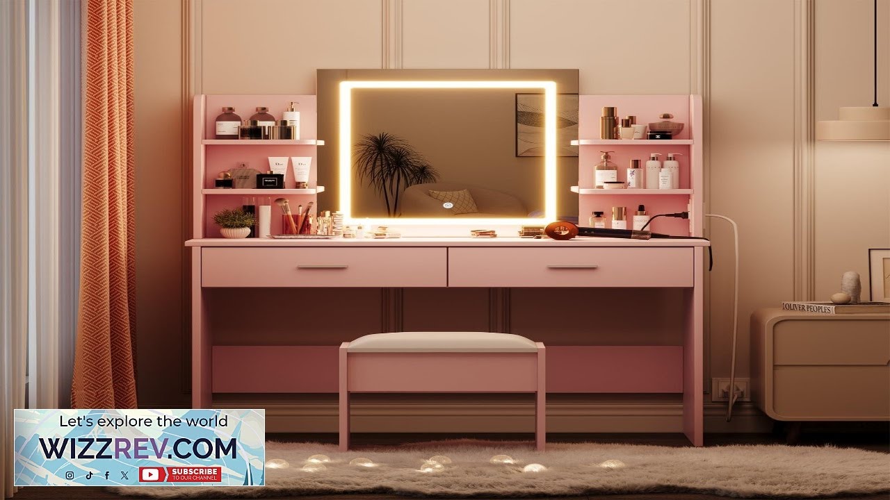 Туалетный столик Garvee с зеркалом с подсветкой и розеткой.