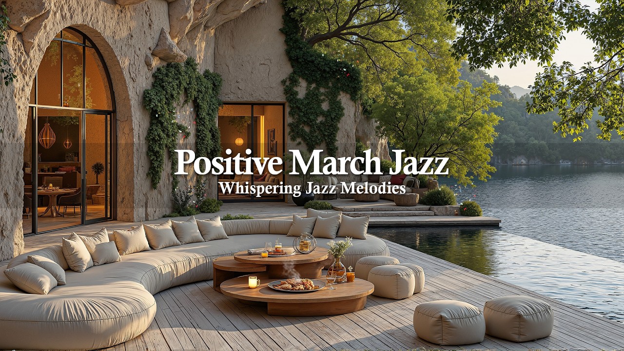 Позитивное Настроение С Мартовским Джазом | Нежный Джаз В Уютном Кафе На Открытом Воздухе У Озера...