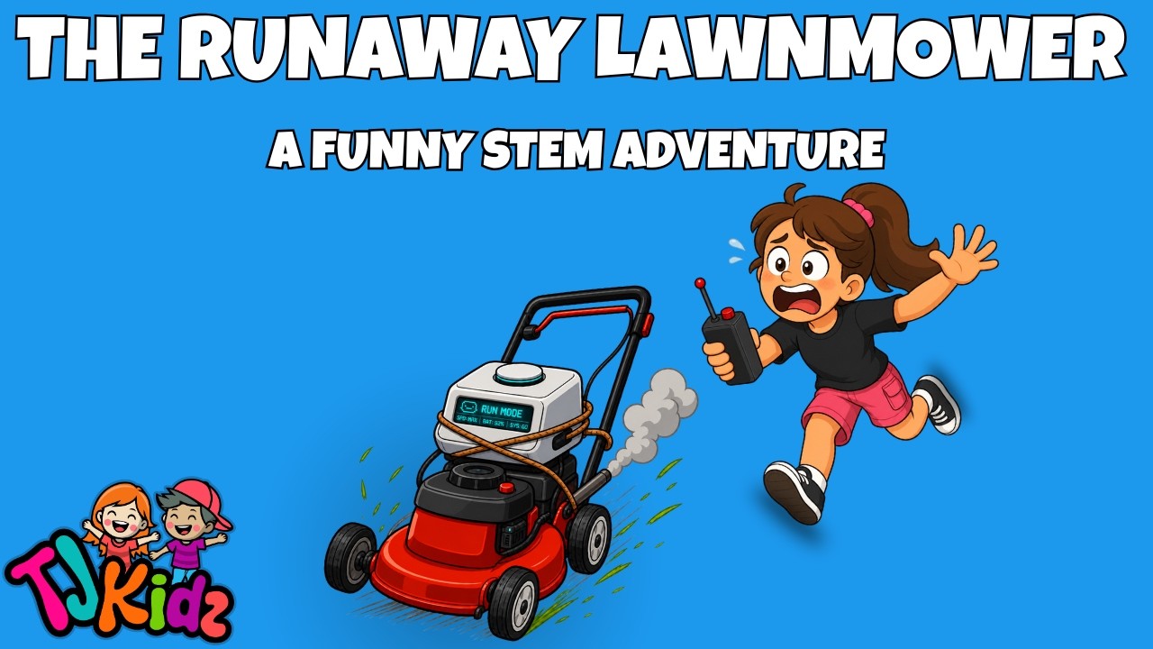 The Runaway Lawnmower – A Funny STEM Adventure | TJKidz Super Fun Stories The Runaway Lawnmower – A Funny STEM Adventure | TJKidz Super Fun Stories