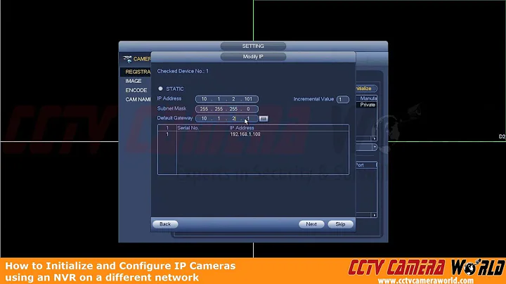 How to Initialize and Configure IP Cameras using an NVR on a different network G1