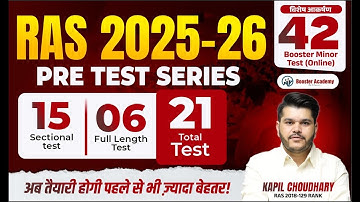 RAS 2025-26 Pre Test Series Launch | 15 Sectional + 6 Full Length Test | Booster Academy