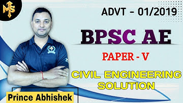BPSC AE ADTV 01/2019 | Civil Engineering (Paper-5) | QUESTION PAPER SOLUTION | Prince Abhishek