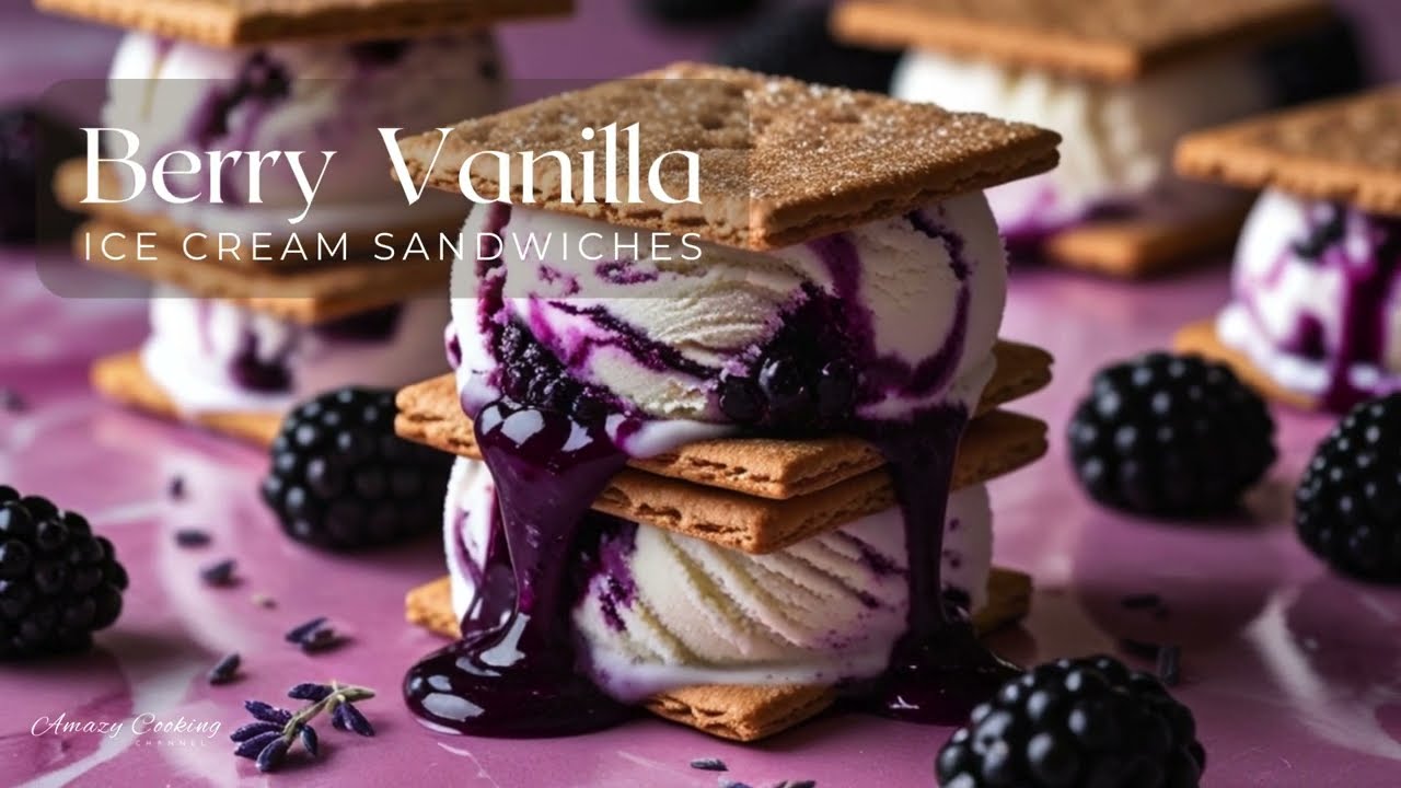 Berry Vanilla Ice Cream Sandwiches by Amazy Cooking