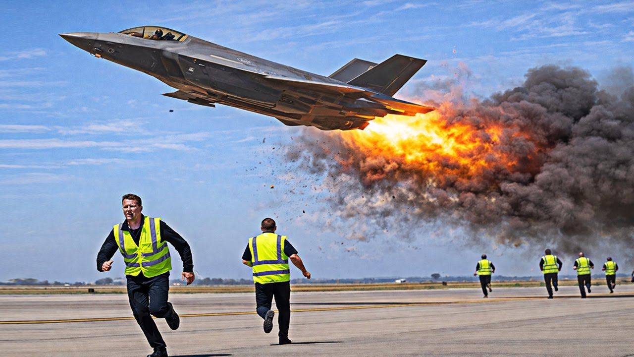 Shocking Moment! Female F-35 Pilot Scrambles in a Full-Speed Emergency Takeoff