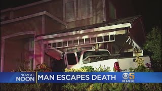 Antioch Homeowner Narrowly Escapes After Pickup Slams Into Living Room