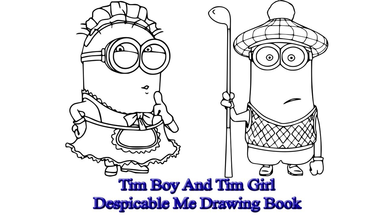 Tim Boy And Tim Girl | Despicable Me Drawing Book - YouTube