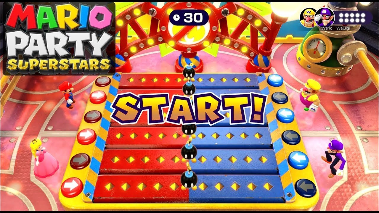 Mario & Peach vs Wario & Waluigi in Mario Party SuperStars Games #1