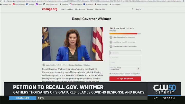 Petition To Recall Gov. Whitmers Covid-19 Gathers ...