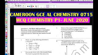 CAMEROON GCE A/L CHEMISTRY PAPER 1  JUNE 2020 screenshot 3